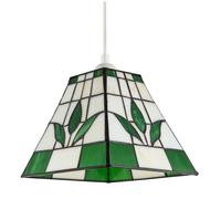 Traditional Stained Glass Tiffany Square Pendant Lighting Shade Happy Homewares Green One Size