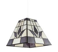 Traditional Stained Glass Tiffany Square Pendant Lighting Shade Happy Homewares Purple One Size