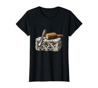 Traditional Stone Masonry Vintage Chisel Art Value Graphic T-Shirt, Women, Black, S