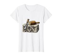 Traditional Stone Masonry Vintage Chisel Art Value Graphic T-Shirt, Women, White, S
