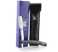 Traditional Straight Razor for Men | Cut Throat Razor with Leather Pouch, Professional Barber’s Razor with Plastic Handle, Wet Shaving Razor for Precise Beard Styling