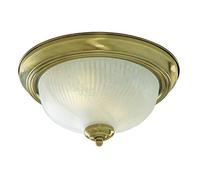 Traditional Style 2 Light Antique Brass Flush Ceiling Light with Opal Swirl Glass Shade