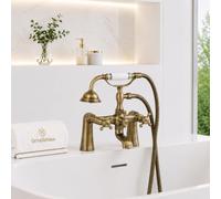Traditional Style Deck Mounted Vintage Bath Tap Telephone Shower Head