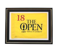 Traditional Style Flag Display Frame. Frame size: 45.5x60cm. Perfect for Golf Flags. | The Open | The Masters | Empty Frame to display your flag. (Black-Gold Trim + Black Mount)