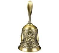Traditional Style Hand Bell, Super Loud Solid Brass Gold Hand Call Bell for Ringing at Wedding, Hand Bells, Kids and Adults Game Call Bell, Service Meditation Prayer Pet Feeding Decor (bronze color)