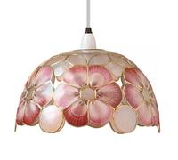 Traditional Style Red Capiz Shell Wild Flower Easy Fit Dome Pendant Shade 30cm Diameter None Electric Ceiling Lampshade | Fits All Lamp Holder Types E14 E27 B15 B22