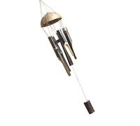 Traditional Style Wooden Wind Chime Built From Coconut Shell Wood With Six Tuned Tubes For Consistent Soothing Acoustic Output