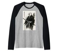 Traditional Sumi-e Aesthetic Japanese Ink Bird Bald Eagle Raglan Baseball Tee