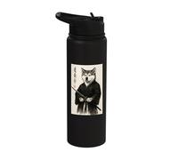 Traditional Sumi-e Aesthetic Warrior Japanese Akita Inu Stainless Steel Insulated Water Bottle