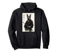 Traditional Sumi-e Art Bushido Warrior German Shepherd Pullover Hoodie