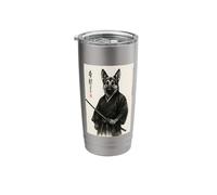 Traditional Sumi-e Art Bushido Warrior German Shepherd Stainless Steel Insulated Tumbler