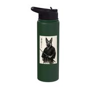 Traditional Sumi-e Art Bushido Warrior German Shepherd Stainless Steel Insulated Water Bottle