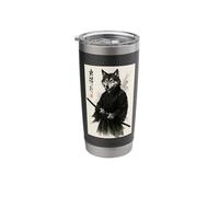 Traditional Sumi-e Art Martial Arts Samurai Japan Gray Wolf Stainless Steel Insulated Tumbler