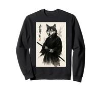 Traditional Sumi-e Art Martial Arts Samurai Japan Gray Wolf Sweatshirt