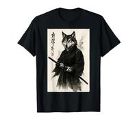 Traditional Sumi-e Art Martial Arts Samurai Japan Gray Wolf T-Shirt