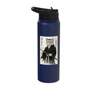 Traditional Sumi-e Brush Style Bushido Warrior Leopard Stainless Steel Insulated Water Bottle
