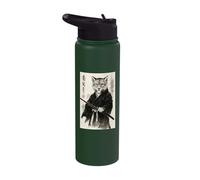 Traditional Sumi-e Brush Style Bushido Warrior Leopard Stainless Steel Insulated Water Bottle