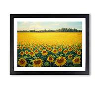 Traditional Sunflower Field H1022 Framed Print for Living Room Bedroom Home Office Décor, Wall Art Picture Ready to Hang, Black A4 Frame (34 x 25 cm)