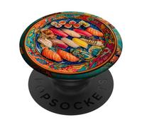 Traditional Sushi Dish Round Pattern Art PopSockets Adhesive PopGrip