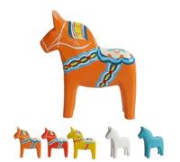 Traditional Swedish Dala Horse Statue - Hand-Painted Wooden Sculpture for Shelf, Desk, Mantel Decor, Nordic Folk Art Centerpiece for Living Room, Office, Birthday Gift (Orange style A)