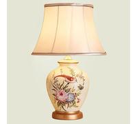 Traditional Table Lamp 19.6" Tall With Ceramic Handmade Painted Patterns White Tapered Drum Shade For Bedroom Living Room Nightstand Stand Office