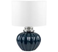 Traditional Table Lamp Bedside Light Off-White Shade Ceramic Dark Blue Base Neris