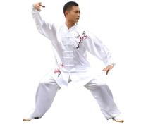 Traditional Tai Chi Kung Fu Uniforms Kids Adult Satin Dance Costumes Morning Gymnastics Wushu Suit for Tai Chi, Martial Arts(White 2,170cm)