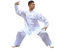 Traditional Tai Chi Kung Fu Uniforms Kids Adult Satin Dance Costumes Morning Gymnastics Wushu Suit for Tai Chi, Martial Arts(White,155cm)