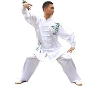 Traditional Tai Chi Kung Fu Uniforms Kids Adult Satin Dance Costumes Morning Gymnastics Wushu Suit for Tai Chi, Martial Arts(White 1,175cm)
