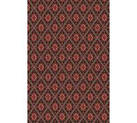 Traditional Tatreez Geometric Pattern Journal: Palestinian Cross Stitch Repeat Motif Notebook | Red and Black Folk Art Seamless Grid Lined Diary | 100 Pages, 6x9 Inches