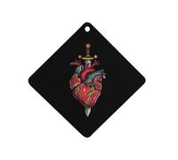 Traditional Tattoo Heart with Sword Funny Car Air Freshener Automotive Aromatherapy Tablets for Rearview Mirror Wardrobe Shoe Cabinet