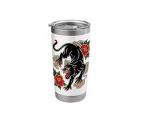 Traditional Tattoo Panther Old-School Flash-Art Graphic Stainless Steel Insulated Tumbler