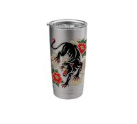 Traditional Tattoo Panther Old-School Flash-Art Graphic Stainless Steel Insulated Tumbler