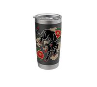 Traditional Tattoo Panther Old-School Flash-Art Graphic Stainless Steel Insulated Tumbler