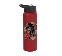 Traditional Tattoo Panther Old-School Flash-Art Graphic Stainless Steel Insulated Water Bottle