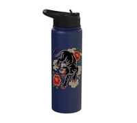 Traditional Tattoo Panther Old-School Flash-Art Graphic Stainless Steel Insulated Water Bottle