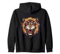 Traditional Tattoo Roaring Lion Head Zip Hoodie