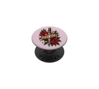 Traditional Tattoo || Stay Wild Dagger Heart Red Roses PopSockets Adhesive PopGrip