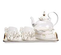 Traditional Tea Set Tea Set Fruit Teapot with Candle Warmer Cup Saucers Tray European Afternoon Porcelain Flower for Home Afternoon