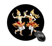 Traditional Thai Dance Round Gaming Mousepad Rubber Base Desk Mat for Office Laptop Computer