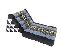 Traditional Thai Kapok 1 Fold Meditation Seat with Oriental Style Triangle Recliner Cushion for Yoga Massage or Relaxation (Light Blue, Navy)