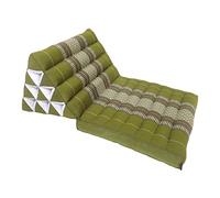 Traditional Thai Kapok 1 Fold Meditation Seat with Oriental Style Triangle Recliner Cushion for Yoga Massage or Relaxation (Green)