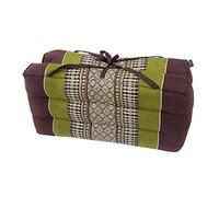 Traditional Thai Kapok Foldable Yoga Meditation Cushion with Carry Handle (Green, Brown)