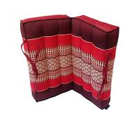 Traditional Thai Kapok Foldable Yoga Meditation Cushion with Carry Handle (Red, Maroon)