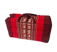 Traditional Thai Kapok Foldable Yoga Meditation Cushion with Carry Handle (Red with Elephants)