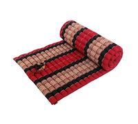 Traditional Thai Kapok Roll-Up Meditation Mattress for Yoga Massage or Relaxation (Black, Red)