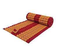 Traditional Thai Kapok Roll-Up Meditation Mattress for Yoga Massage or Relaxation (Copper, Burgundy)