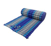 Traditional Thai Kapok Roll-Up Meditation Mattress for Yoga Massage or Relaxation (Light Blue, Dark Blue)