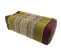 Traditional Thai Kapok Yoga Support Block Cushion Meditation Pillow size 35 x 15cm (Green, Brown)