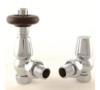 Traditional Thermostatic Radiator Valve Set - Chrome Radiator Valves inc. Angled TRV & Lockshield | Bentley